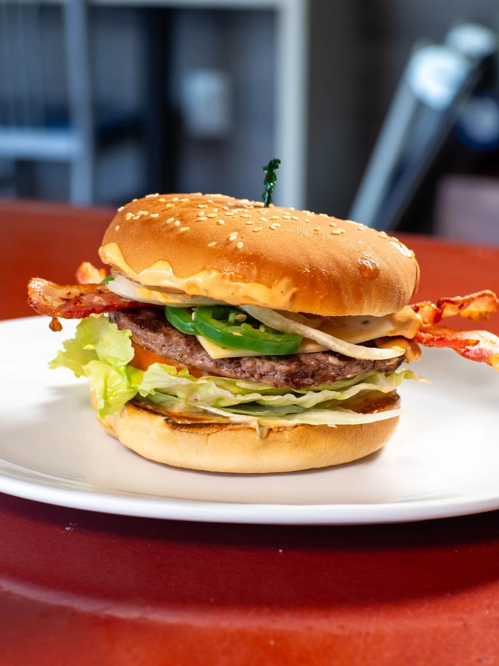 The Famous Vegas Burger served on a plate